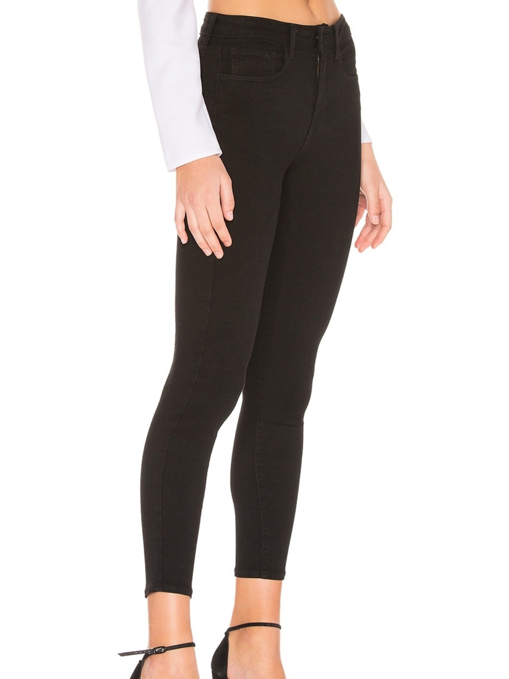 L'AGENCE Margot Black Coated High Rise Skinny Jeans